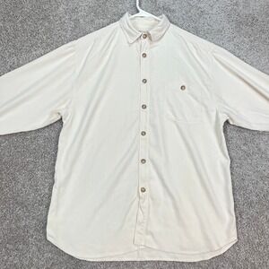Tommy Bahama 100% Silk Button Down Shirt Mens M Cream Beige Casual Dress